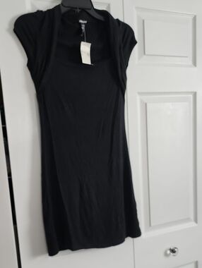 mandee Black Cap-Sleeve Mini Dress